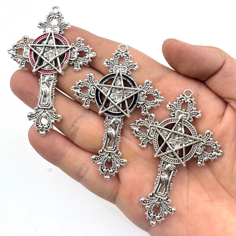 Vintage Jewelry Collection - 2pcs 30x15mm Gothic Big Cross Star