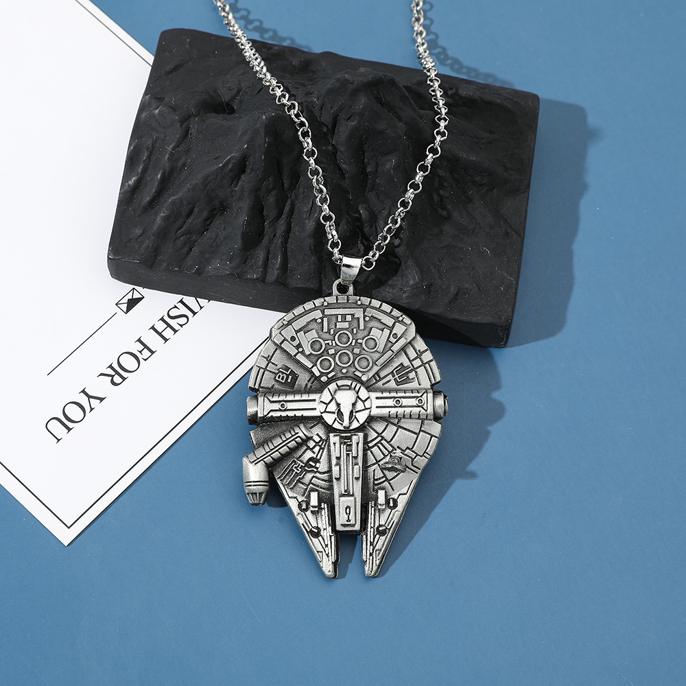Vintage Item - Vintage Spaceship Model Metal Necklace Trendy