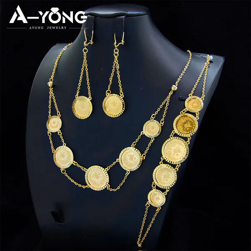 Vintage Collectible Coins - Islamic Vintage Gold Jewelry Set 21k