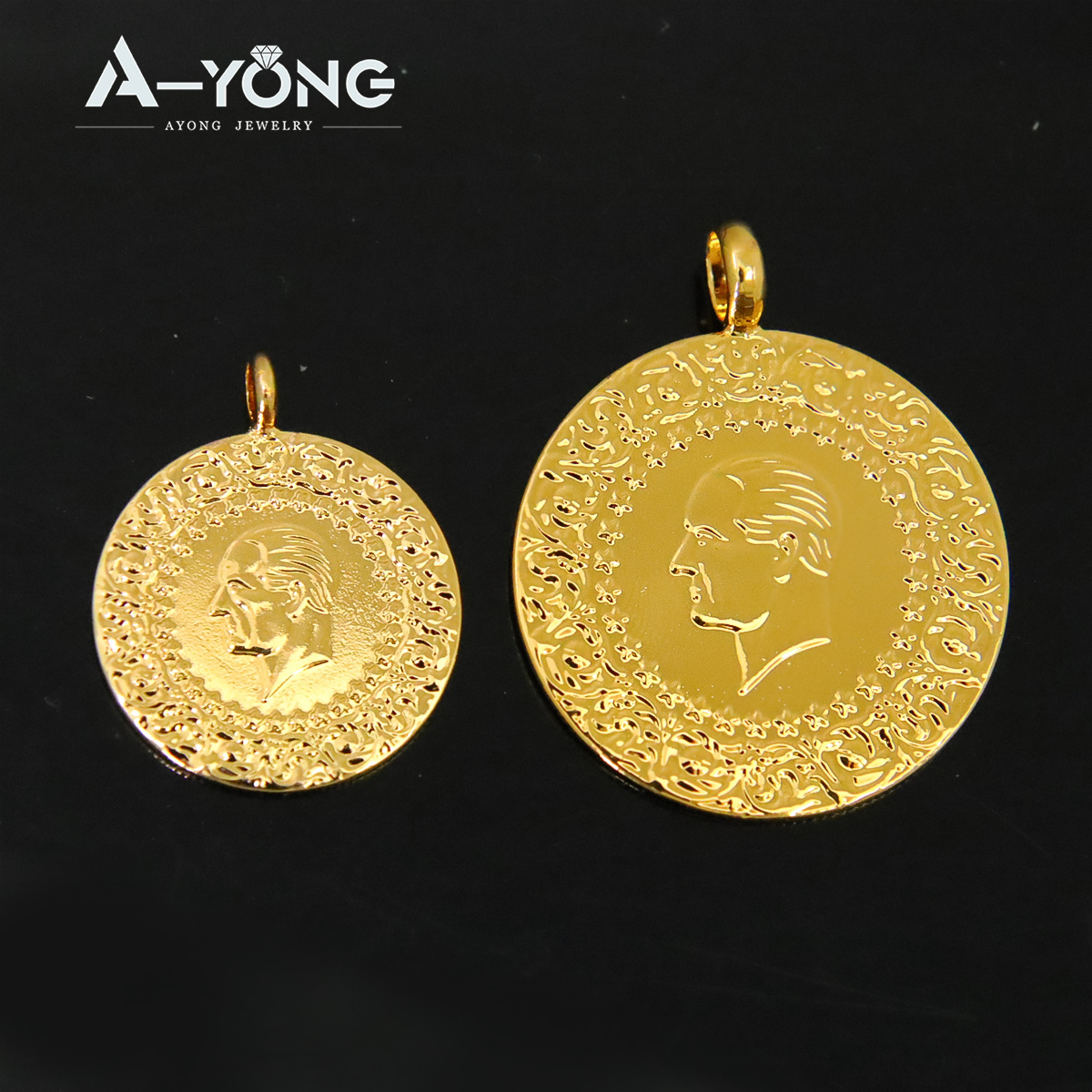 Vintage Collectible Coins - 10pcs Gold Plated Coins Pendant 21k