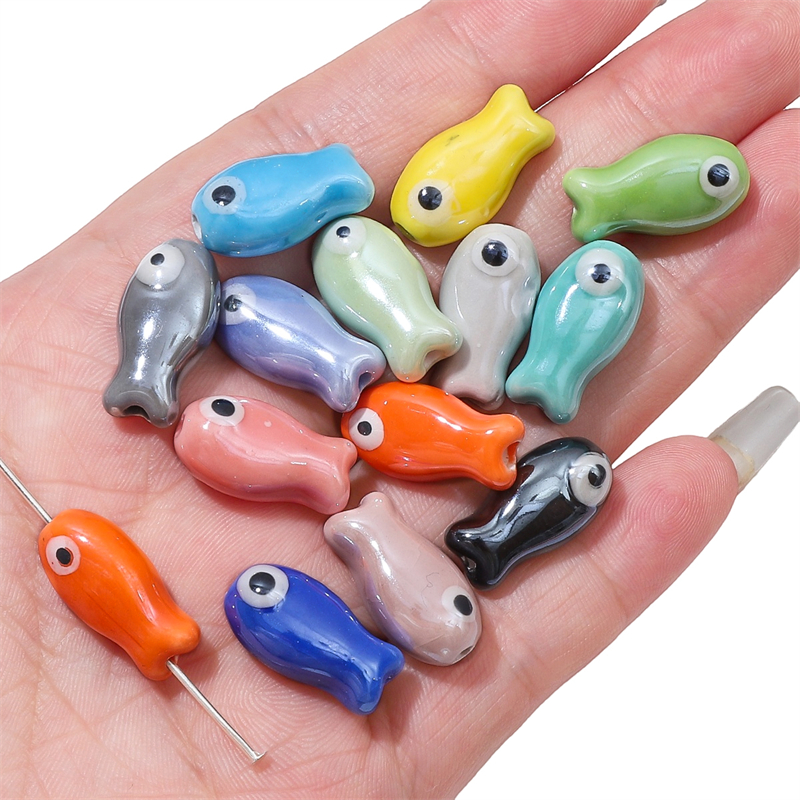 10Pcs Vintage Fish Ceramic Bea - Vintage Jewelry Collection incelemesi ve fiyatı