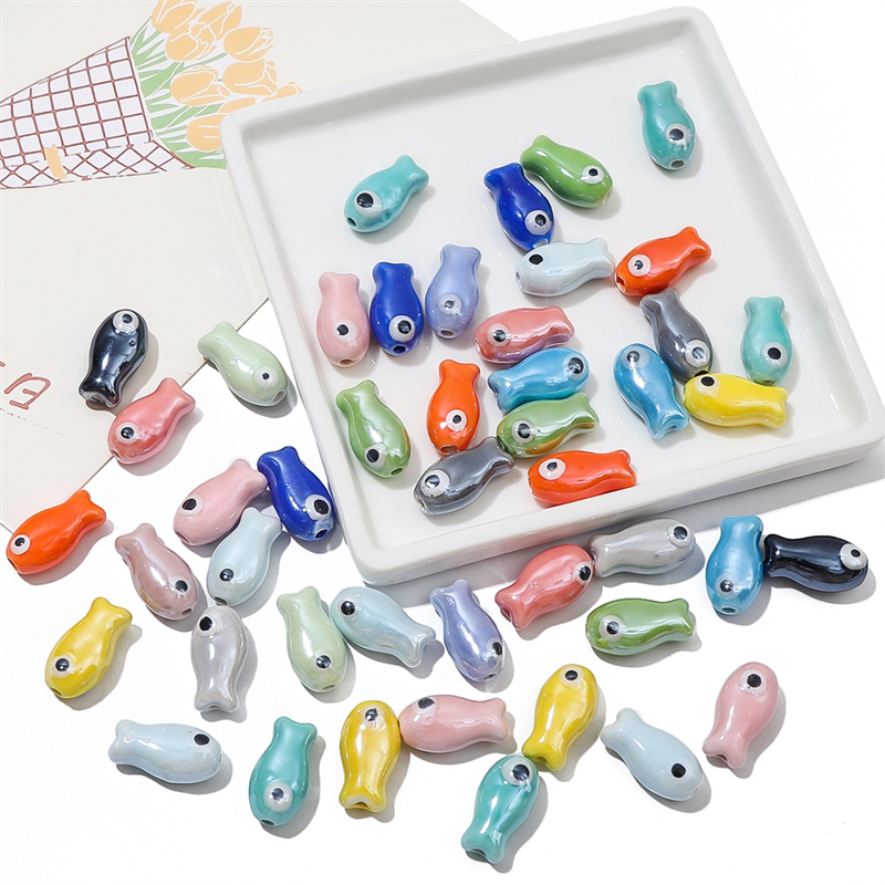 10Pcs Vintage Fish Ceramic Bea - Vintage Jewelry Collection incelemesi ve fiyatı