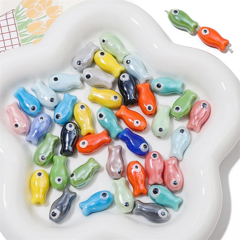 10Pcs Vintage Fish Ceramic Bea - Vintage Jewelry Collection incelemesi ve fiyatı