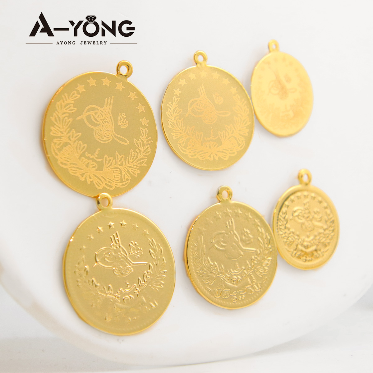 10pcs Gold Plated Coins Pendan - Vintage Collectible Coins incelemesi ve fiyatı