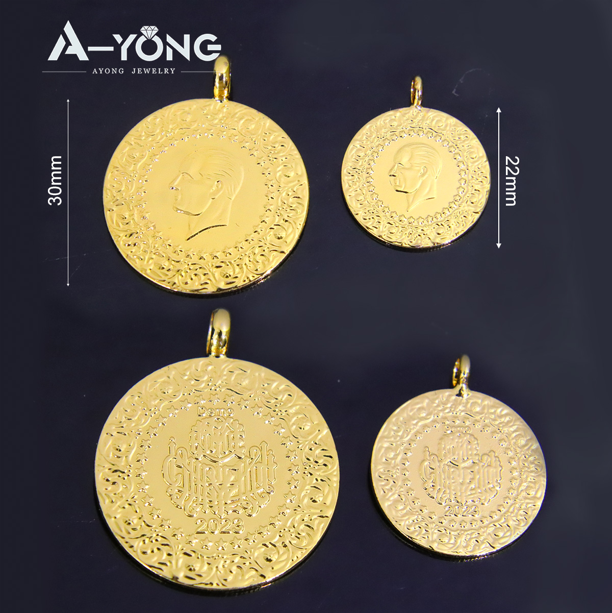 10pcs Gold Plated Coins Pendan - Vintage Collectible Coins incelemesi ve fiyatı