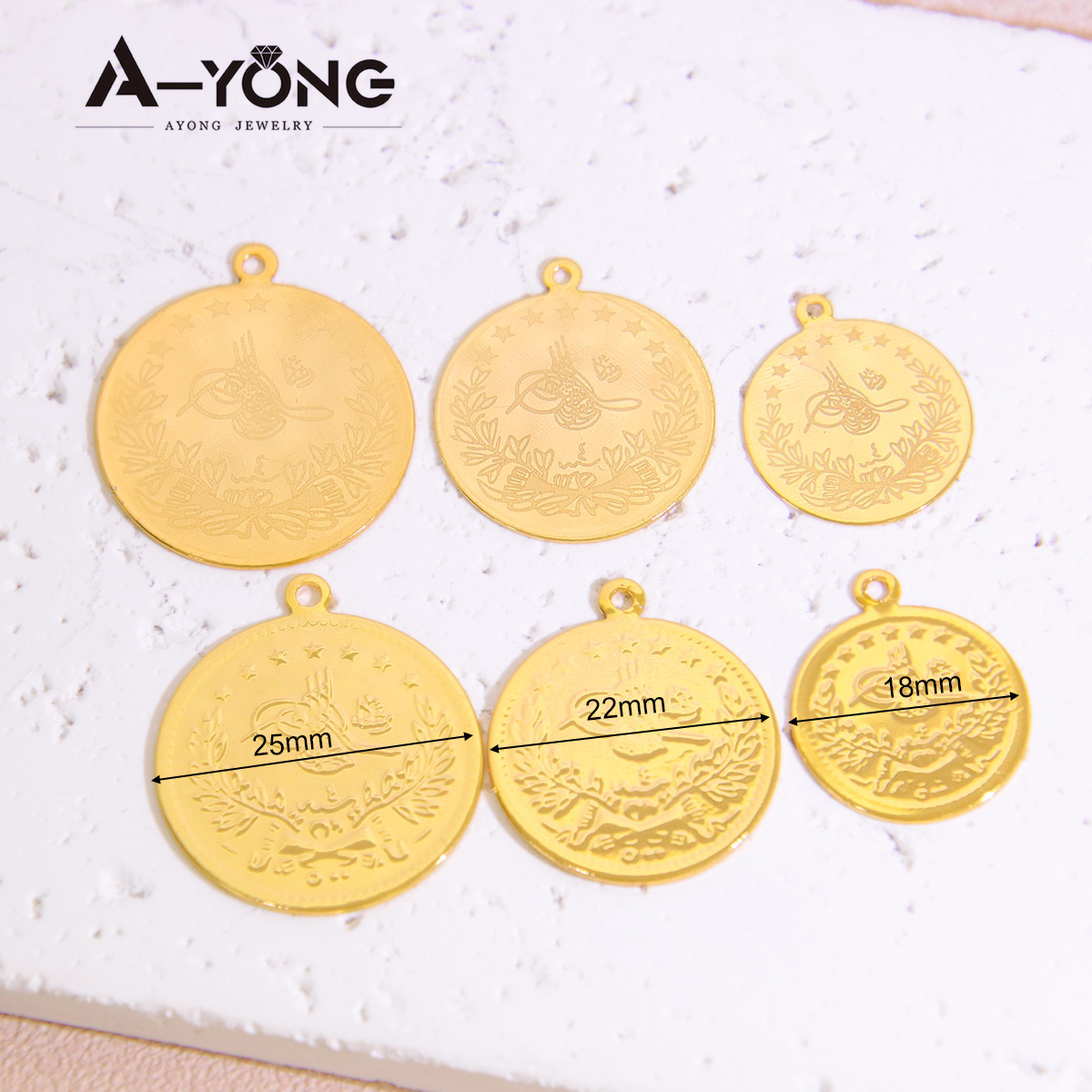 10pcs Gold Plated Coins Pendan - Vintage Collectible Coins incelemesi ve fiyatı