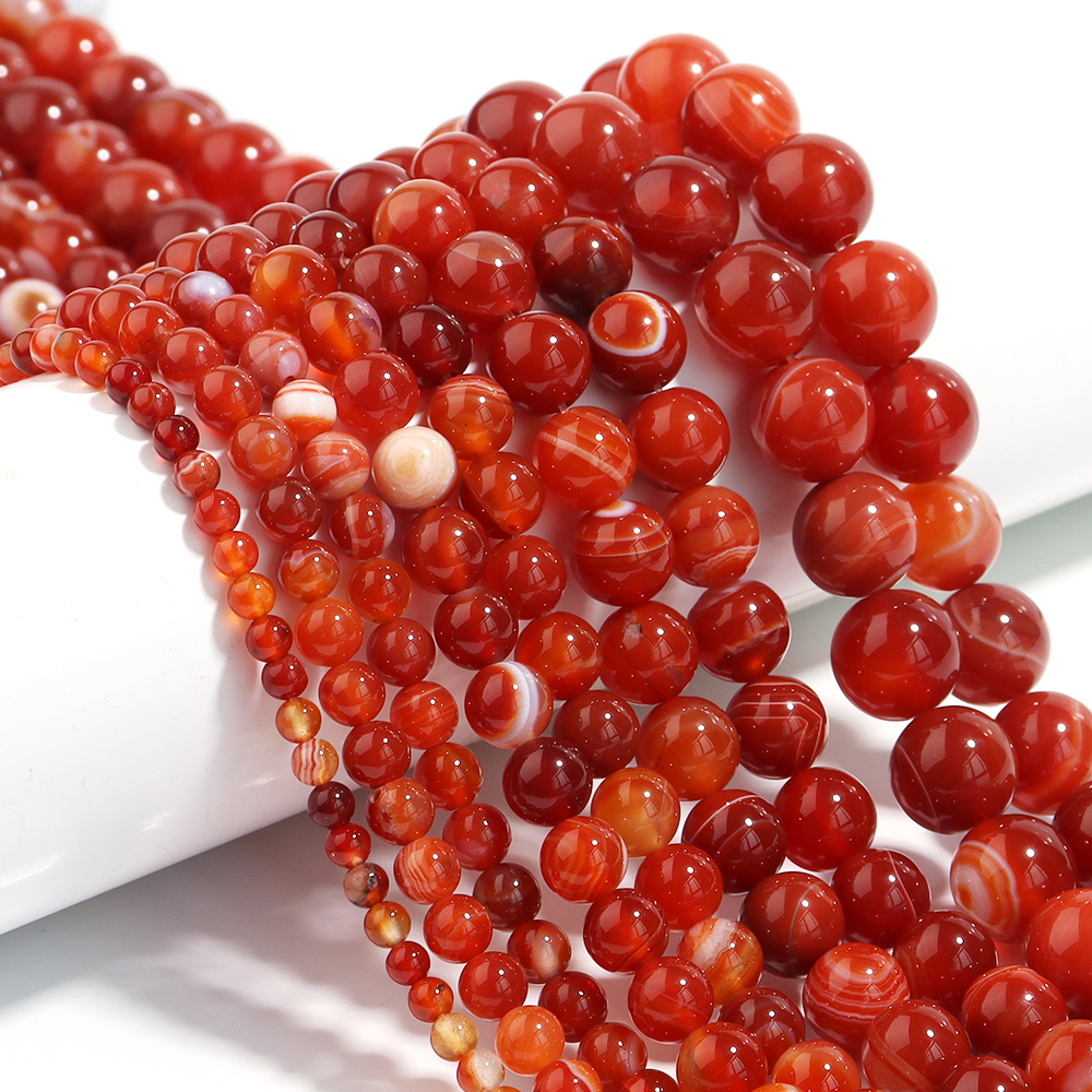 1 Strand Red Striped Agate Nat - Vintage Jewelry Collection incelemesi ve fiyatı