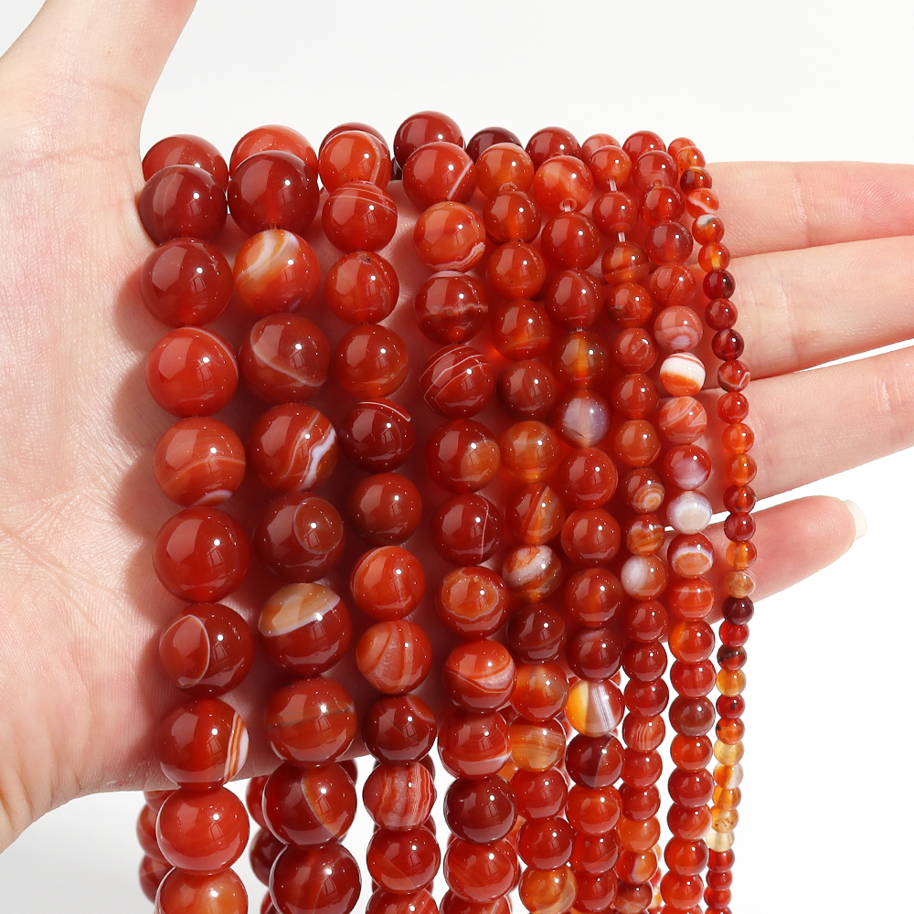 1 Strand Red Striped Agate Nat - Vintage Jewelry Collection incelemesi ve fiyatı